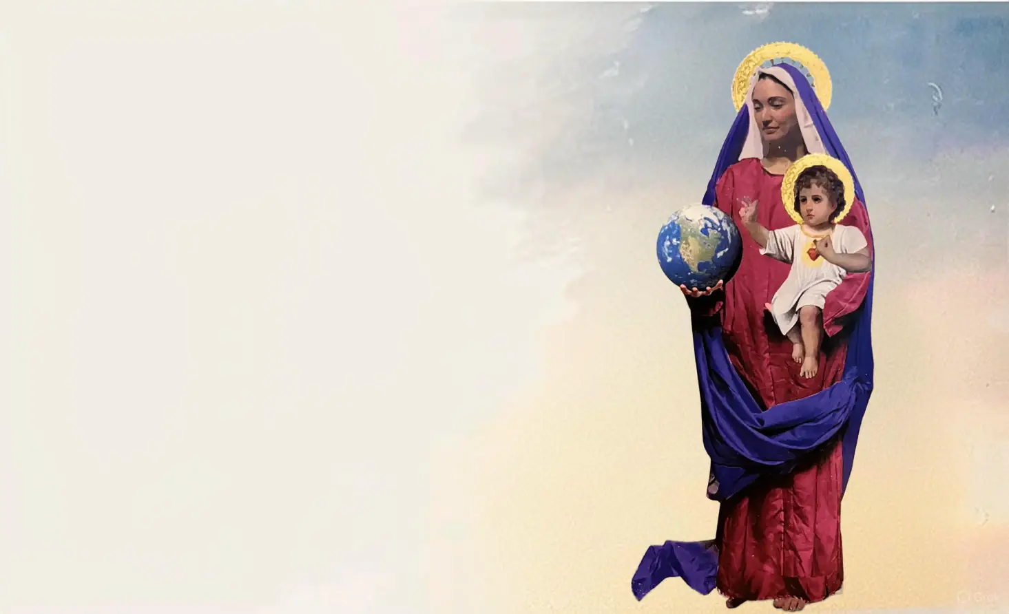 Why are Jesus and Mary shown in blue and red?